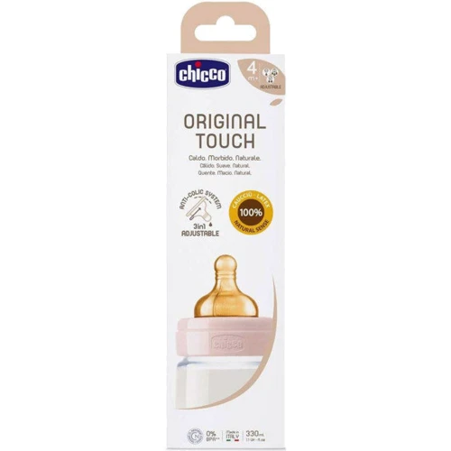 Бутылочка для кормления пластиковая Chicco Original Touch с латексной соской 4м+ 330 мл Розовая (27634.10): Тип бутылочка для кормления