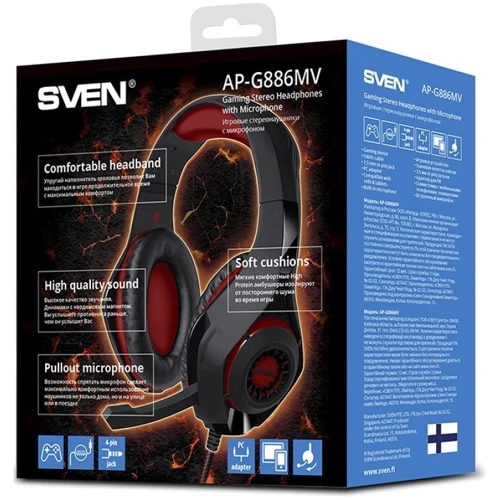 Наушники SVEN AP-G886MV Black/Red: Сопротивление наушников (Ом) 32