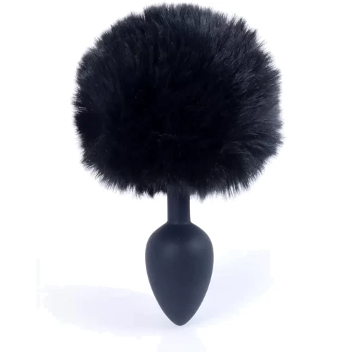 Анальная пробка S с хвостом BOSS of TOYS Boss Series - Silicon PLUG Bunny Tail Black, BS6400100