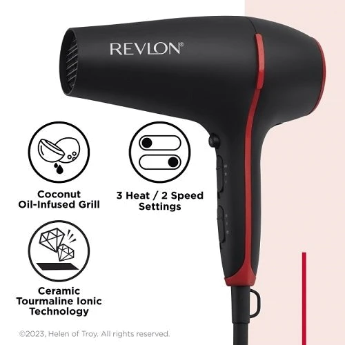 Фен Revlon Smoothstay (RVDR5317E): Додаткові параметри Съемная задняя решетка, Вращение насадки, Подача холодного воздуха, Петля для подвешивания, Защита о