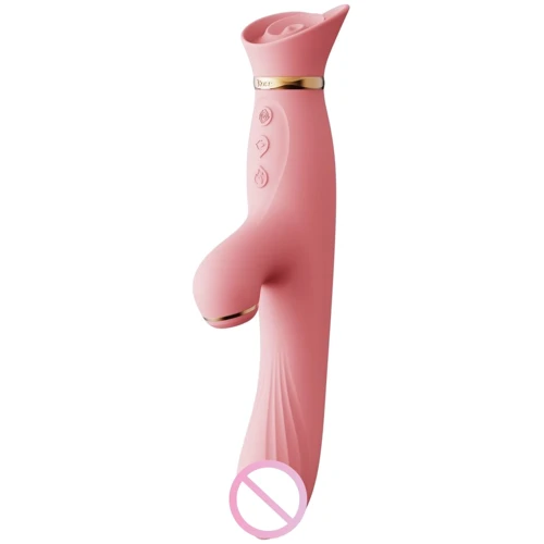 Вибратор с подогревом и вакуумной стимуляцией клитора Zalo - ROSE Vibrator Strawberry Pink