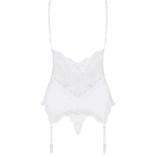 Мягкий корсет со стрингами Obsessive 810-COR-2 corset & thong white S/M