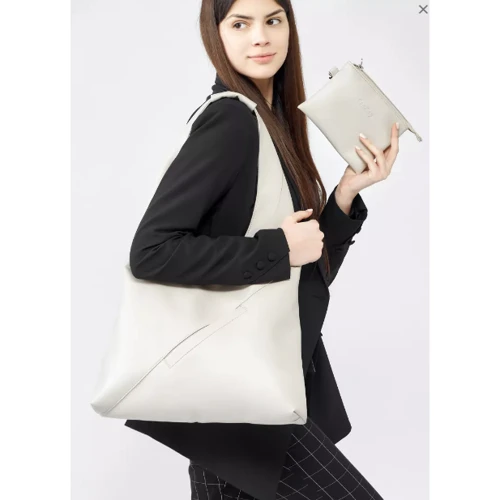 Женская сумка хобо Sambag HOBO M серый шёлк (53200030): Фактура Матовая, Гладкая