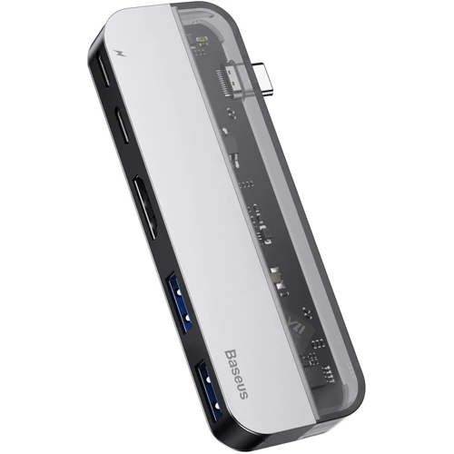 Адаптер Baseus Adapter USB-C to 2xUSB-C+HDMI+2xUSB Space Gray (CAHUB-TD0G)