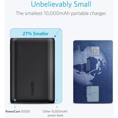 Внешний аккумулятор ANKER Power Bank PowerCore V3 10000mAh Black (A1266H11): Количество USB 1