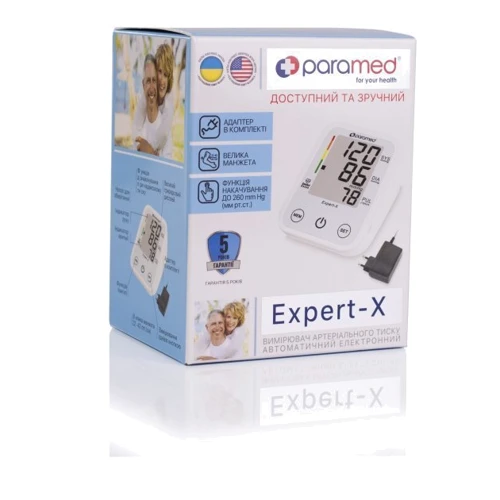 Тонометр Paramed Expert-X Автоматичний з адаптером та манжетою 22-42 см (4985002): Додатково годинник, календар