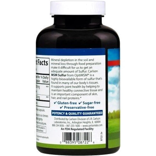 Carlson Labs MSM Sulfur 1,000 mg 180 Veg Caps Метилсульфонилметан МСМ: Форма выпуска Капсулы