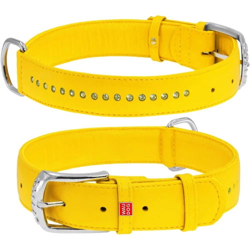 Ошейник WAUDOG Glamour со стразами 35 мм 46-60 см желтый (38828)