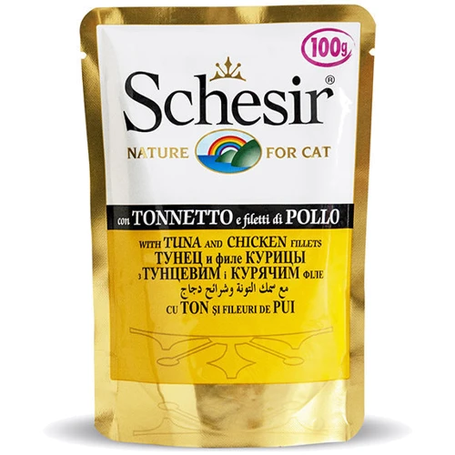 Вологий корм для кішок Schesir Tuna Chicken тунець з курячим філе в желе, 100 г