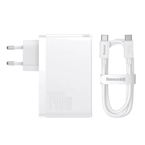 Зарядное устройство Baseus Wall Charger GaN5 Pro 2xUSB-C+USB 140W with USB-C Cable White (CCGP100202) фото 6