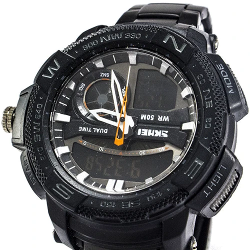 Наручний годинник Skmei 1121 Black: Тип циферблата Комбінований (аналого-цифровий)