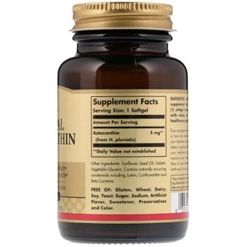 Solgar Astaxanthin Солгар Астаксантин 5 mg 30 гелевих капсул: Тип астаксантин