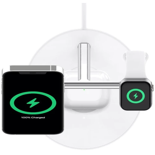 Зарядное устройство Belkin Wireless Charger Base Station MagSafe White (WIZ009VFWH) for iPhone 16 I 15 I 14 I 13 I 12 series and Apple Watch: Количество USB-портов нет
