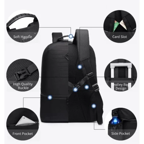 Сумка для ноутбука Ozuko 15.6" Anti Theft Backpack Black (9243): Матеріал текстиль