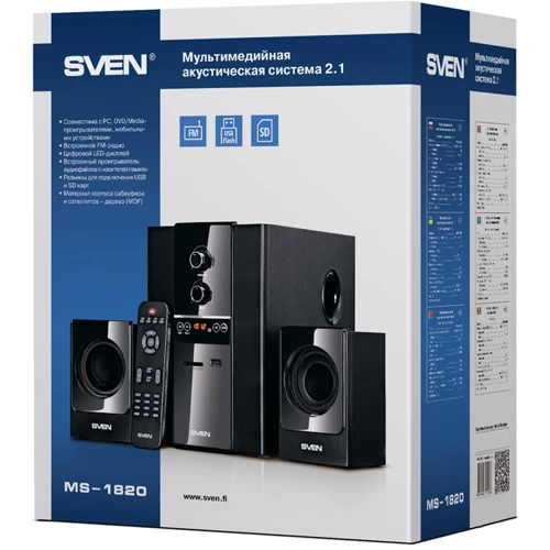 Акустична система Sven MS-1820 Black: Матеріал корпусу дерево