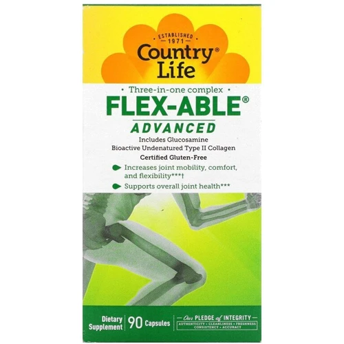 Country Life Flex-Able Advanced Комплекс для суставов 90 капсул: Тип Глюкозамин