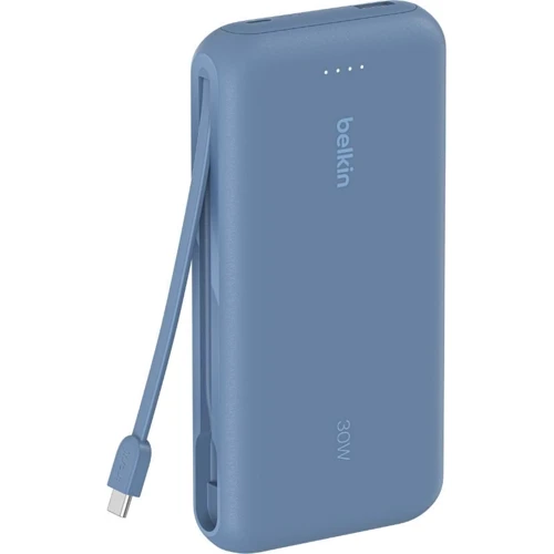 Зовнішній акумулятор Belkin Power Bank 20000mAh Integrated Cable USB-C 30W Blue (BPB024HQBL): Ємність батареї, мАг 20000