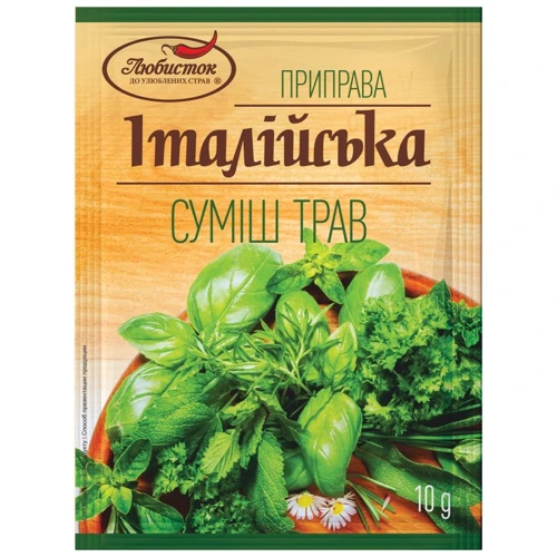 Упаковка приправи Любисток Італійська суміш трав 12х10 г (УП4820076018534)