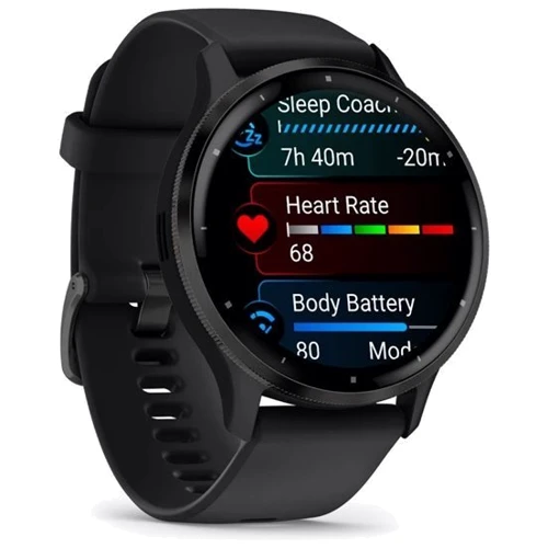 Смарт-часы Garmin Venu 3 Slate Stainless Steel Bezel with Black Case and Silicone Band (010-02784-01): Время работы до 14 дней
