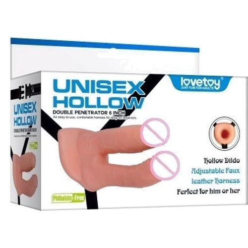 Двойной полый страпон LoveToy Unisex Hollow Double Penetrator 6"