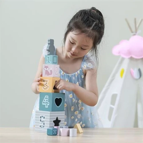 Деревянные кубики-пирамидка Viga Toys PolarB Сортируем и складываем (44016)