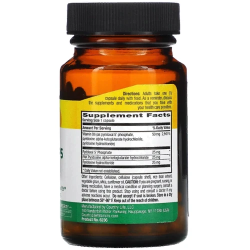 Country Life Coenzyme Active B6 Caps Активний коензим В6 30 веганських капсул: Тип вітамін B