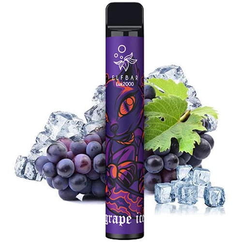 

Одноразовый Pod Elf Bar Lux 2000 Disposable 1200 mAh Grape Ice никотин 5%