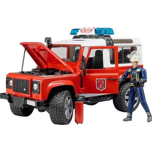 Пожарный джип Land Rover Defender с фигуркой пожарника, 1:16, Bruder (02596)