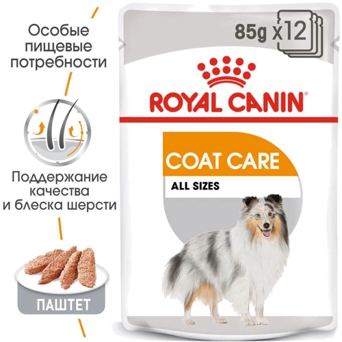 Влажный корм Royal Canin Coat Care Adult для собак разных размеров с тусклой и жесткой шерстью 85 г (11840019): Тип Влажный корм
