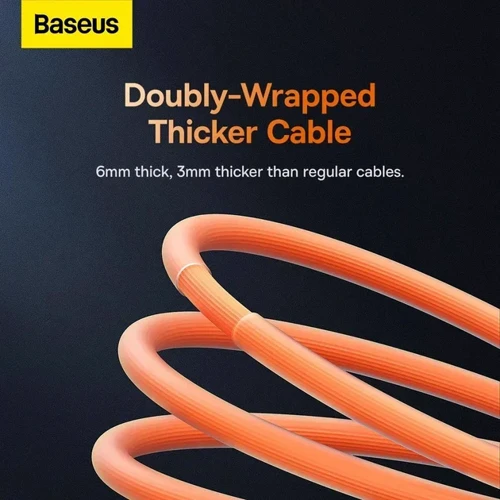 Кабель Baseus USB Cable to USB-C CoolPlay Series Fast Charging 100W 2m Orange (CAKW000707) фото 6