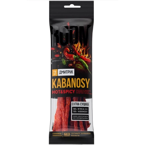 Мясные снеки Дмитрук Kabanosy HOT&SPICY 80 г (4820247142389)
