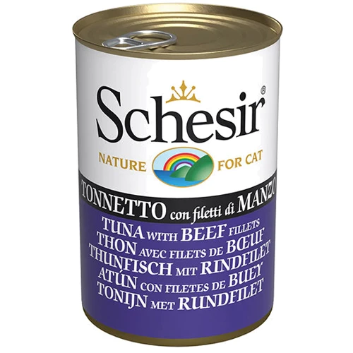 Вологий корм Schesir Tuna with Beef Fillets з тунцем та філе яловичини в желе для котів 140 г (59238)