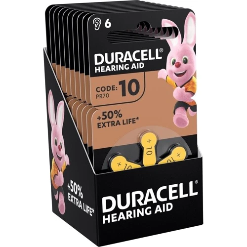 Батарейки для слухових апаратів Duracell 10/P10/PR70 Zinc Air (1.4V) х 6 (5007510/5011445) фото 6