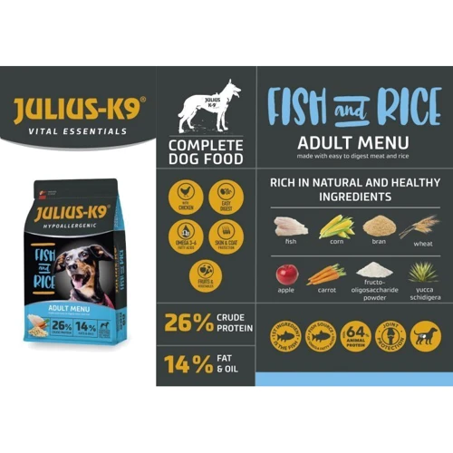 Сухой корм Julius-K9 FISH and RICE Adult Menu для собак с рыбой и рисом 12 кг (5998274312620): Тип Сухой корм