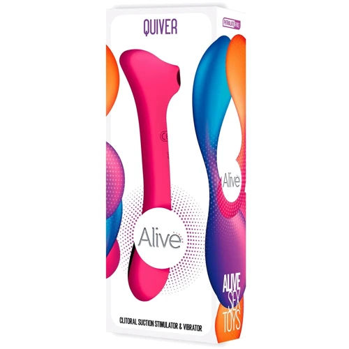 Вибратор и вакуумный клиторальный стимулятор 2-в-1 Alive Quiver Magenta Pink (обновленная модель)