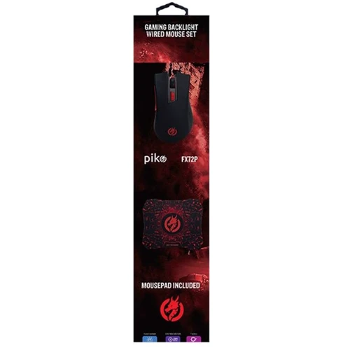 Мишка Piko FX72 Black (1283126489495) + килимок: Ергономіка для правой руки