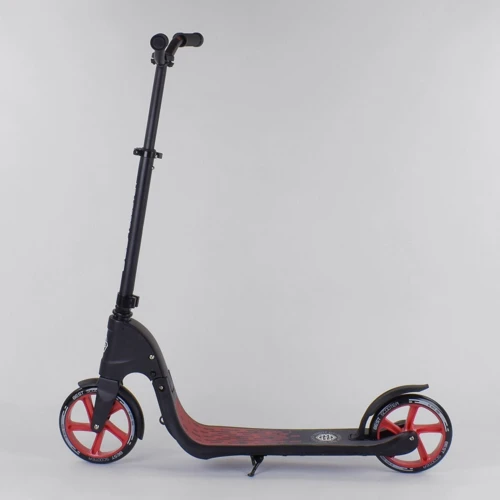 Самокат двоколісний Best Scooter c PU колесами, широким велосипедним кермом, новим затискачем керма Black / Red (98442): Матеріал коліс поліуретан