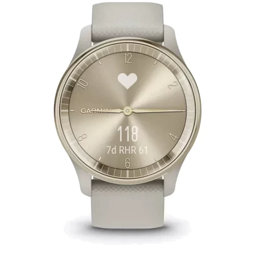 Смарт-часы Garmin Vivomove Trend Cream Gold Stainless Steel Bezel with French Grey Case and Silicone Band (010-02665-02): Материал корпуса Нержавеющая сталь