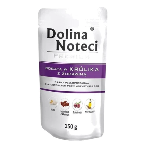 Вологий корм Dolina Noteci Premium для собак з кроликом та журавлиною 150 г (DN 150 (748))