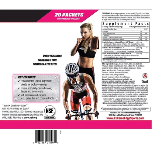 Bluebonnet Nutrition Extreme Edge 200g /20 servings/ Strawberry Kiwi: Тип Комплекс до тренировки