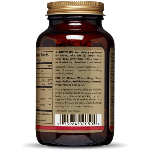 Solgar, Omega-3 700 mg EPA & DHA 120 Softgels: Пол Унисекс