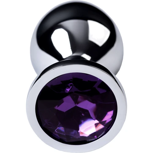 Анальная пробка с кристаллом Metal By Toyfa Silver anal plug Аmethyst
