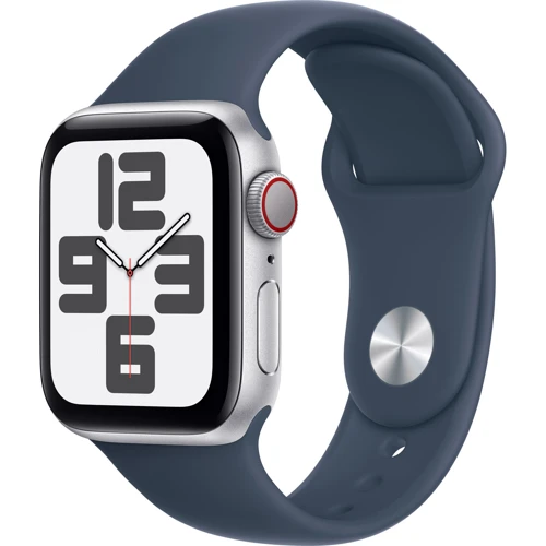 

Apple Watch Se 2 2023 40mm GPS+LTE Silver Aluminum Case with Storm Blue Sport Band - S/M (MRGH3)