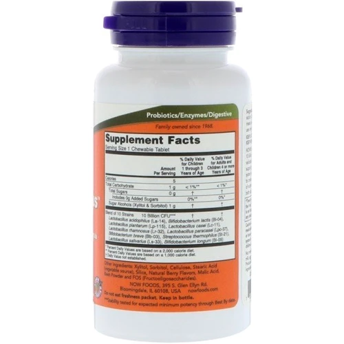 NOW Foods Berry Dophilus Extra Strength 10 billion Пробиотики 50 жевательных таблеток: Тип Пробиотики