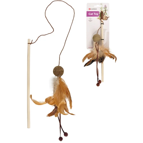 Игрушка Flamingo Penken Dangler with Catnip Ball удочка дразнилка с кошачьей мятой мяч с перьями 27 см (59131)