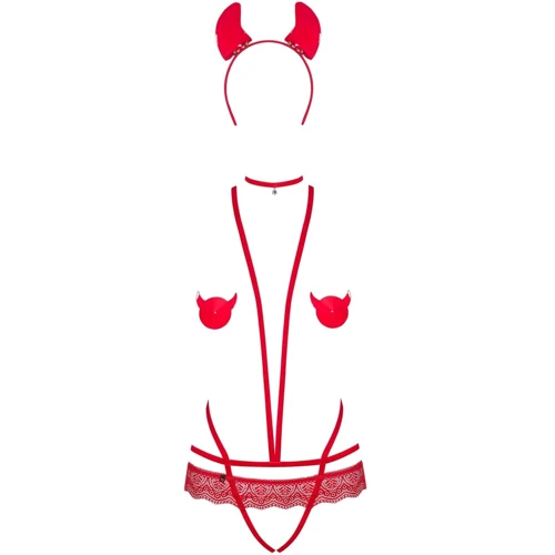 Откровенный костюм дьяволицы Obsessive Evilia red S/M
