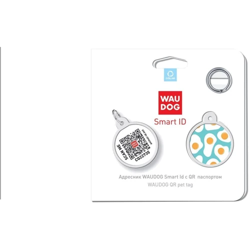 Адресник металевий WAUDOG Smart ID з QR паспортом малюнок Яєчня 25 мм (0625-0213): Тип Аксессуары к ошейникам