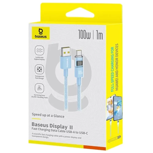 Кабель Baseus USB Cable to USB-C Display 2 Fast Charging Data 100W 1m Blue (P10382701311-00) фото 11