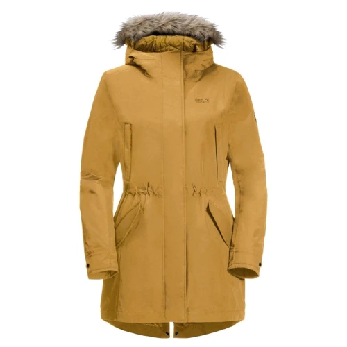 Парку Jack Wolfskin Wildwood Parka W 1113041-5205 46 гірчична зимова з капюшоном та хутром