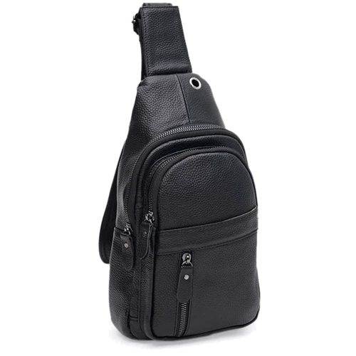Чоловіча сумка слінг Borsa Leather чорна (k1338-black)